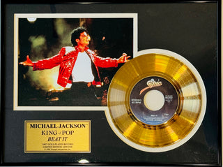 Michael Jackson "Beat It" 24-KT Gold-plated 45 Record Matted & Framed