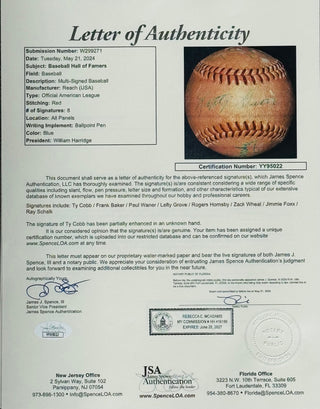 Baseball Hall of Famers Autographed Baseball (JSA)