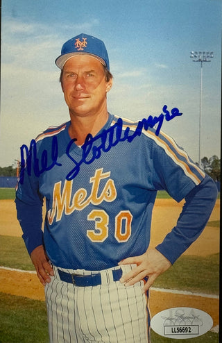 Mel Stottlemyre Autographed 3 1/2 x 5 Card (JSA)