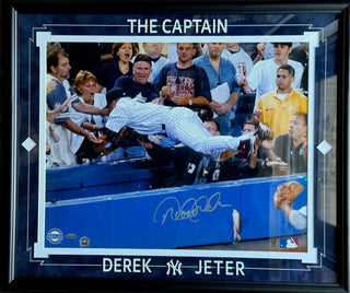 Derek Jeter The Dive Autographed 16X20 Framed Photo (Steiner & MLB Auth)