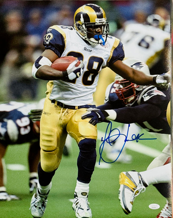 Marshall Faulk Autographed Rams 16x20 Photo (JSA)