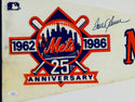 Tom Seaver Signed New York Mets 25th Anniversary Pennant (JSA)