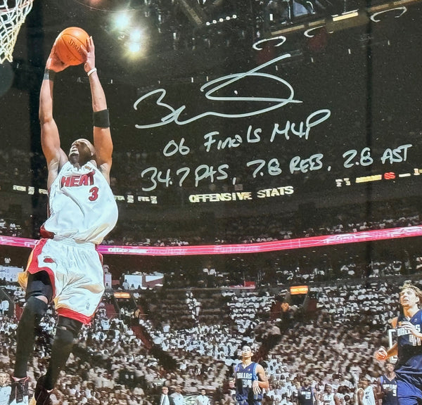 Dwyane Wade Autographed Framed 16x20 Stat Photo #5/25 (Fanatics)