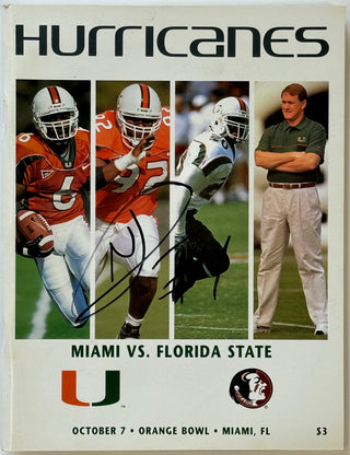 Najeh Davenport Autographed Miami Hurricanes Program vs FSU October 7 2000