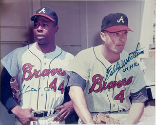 Hank Aaron & Eddie Mathews Autographed 8x10 Braves Photo