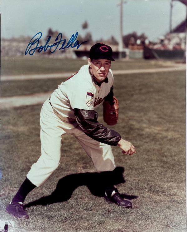 Bob Feller Autographed 8x10 Indians Baseball Photo