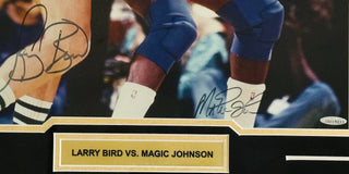 Magic Johnson & Larry Bird Autographed Framed 16x20 Photo (UDA)