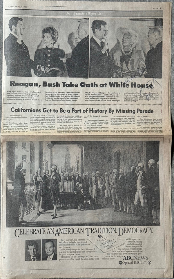 George H. W. Bush & Barbara Bush Autographed San Francisco Chronicle Newspaper (JSA)