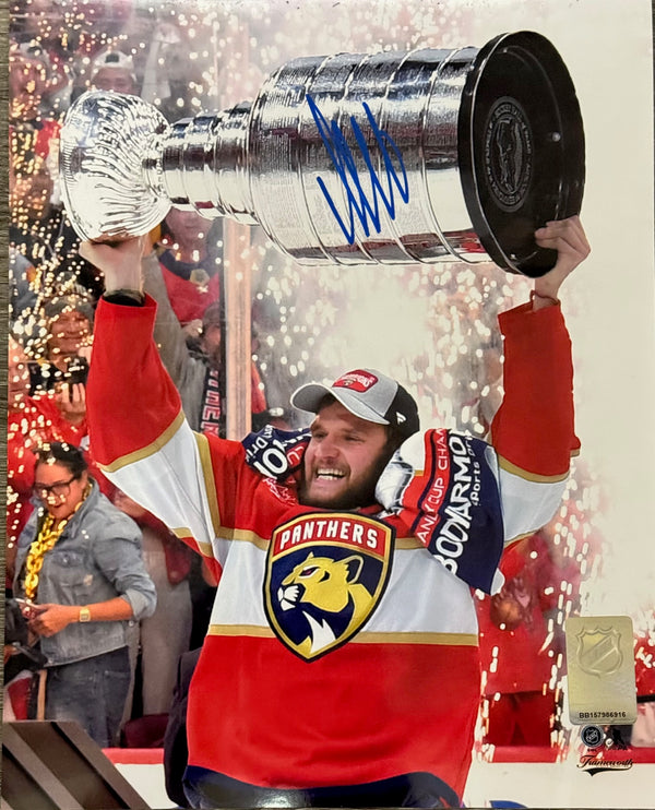 Aleksander Barkov Autographed Panthers 8x10 Raising Stanley Cup (Beckett Witness)