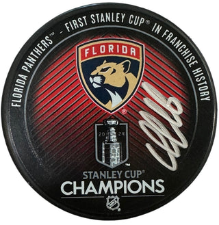 Aleksander Barkov Autographed Panthers Stanley Cup Champions Puck (Beckett Witness)