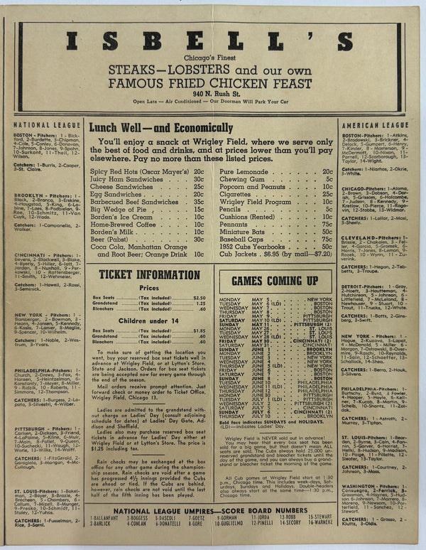 Willie Mays & Other Players Autographed 1952 Official Chicago Cubs Program (JSA)