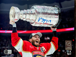 Matthew Tkachuk Autographed Panthers 8x10 Raising Stanley Cup (Beckett Witness)