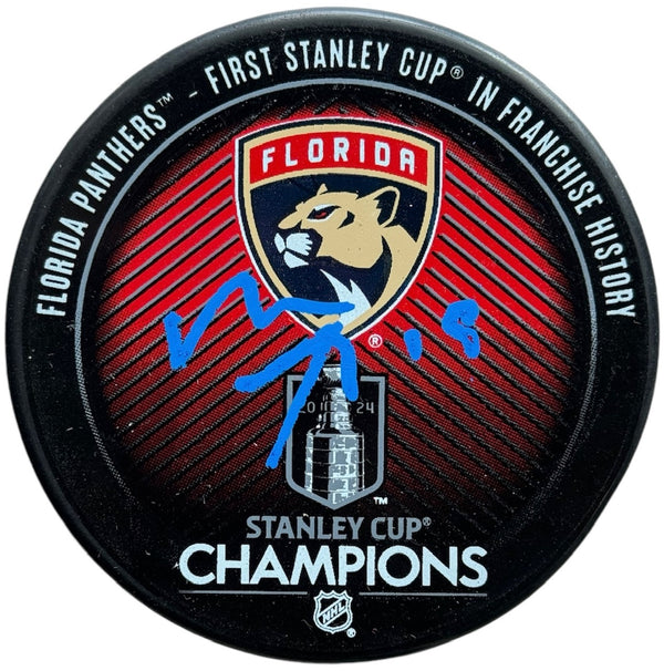 Matthew Tkachuk Autographed Panthers Stanley Cup Champions Puck (Beckett Witness)