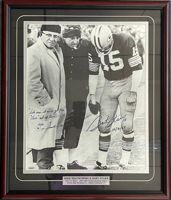 Bart Starr & Zeke Bratkowski Autographed 16x20 Framed Photo (Tri Star)