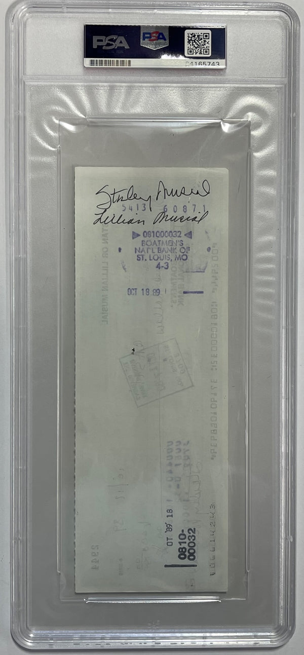 Stan Musial Autographed Personal Check signed twice (PSA)