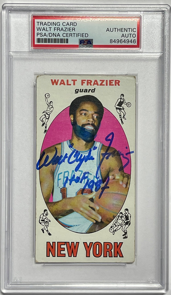 1969-70 Walt Clyde Frazier "HOF 1987" Signed Topps Rookie Card #98 (PSA)