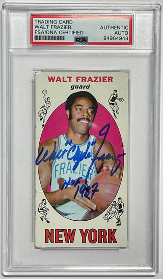 1969-70 Walt Clyde Frazier "HOF 1987" Signed Topps Rookie Card #98 (PSA)