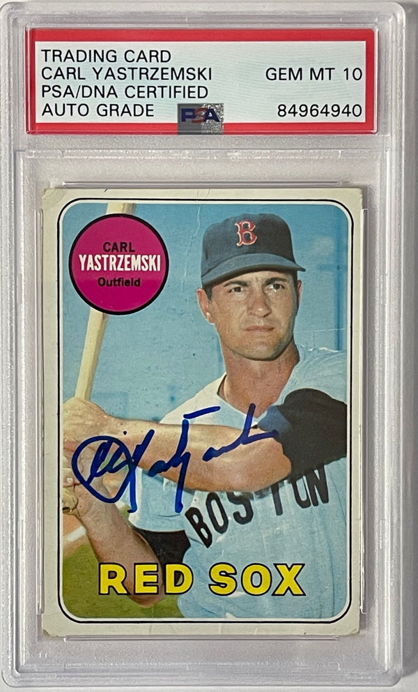 Carl Yastrzemski Signed 1969 Topps Card #130 PSA Auto GEM MT 10