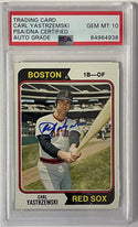 Carl Yastrzemski Signed 1974 Topps Card #280 PSA Auto GEM MT 10