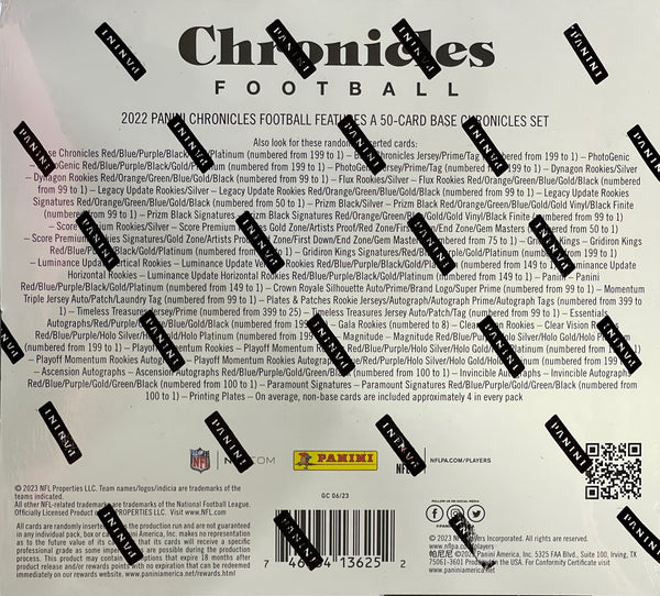 2022 Panini Chronicles NFL Trading Card Hobby Box