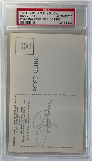 Dizzy Dean Autographed Hall of Fame Plaque Card (PSA)