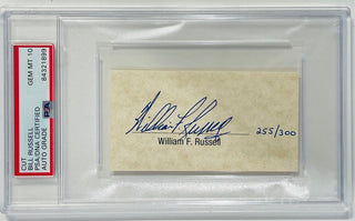 Bill Russell Autographed Full Name Cut Signature PSA Mint 10