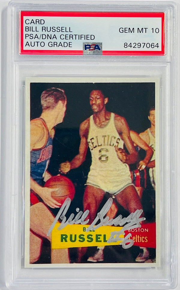 Bill Russell Autographed Rookie Reprint Card (PSA GM MT 10)