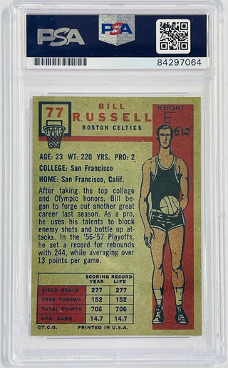 Bill Russell Autographed Rookie Reprint Card (PSA GM MT 10)