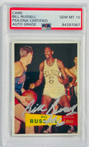 Bill Russell Autographed Rookie Reprint Card PSA (GEM MT 10)