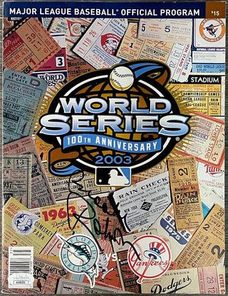 Brooks Robinson Signed 2003 World Series Program Marlins vs Yankees (JSA)