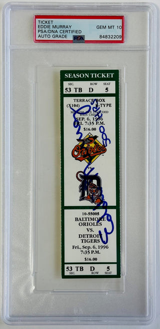 Eddie Murray Signed 500th Career HR Hit Ticket Sept 6 1996 (PSA) GEM MINT 10