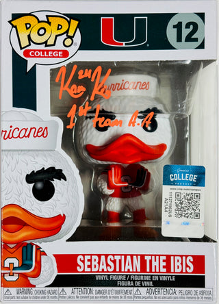 Kam Kinchens Signed Miami Hurricanes #12 Sebastian The Ibis Funko Pop (Beckett)