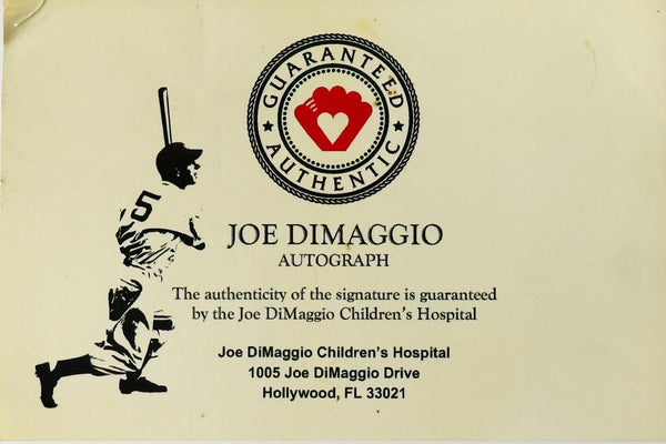 Joe DiMaggio Autographed 1993 Pinnacle Card Matted and Framed 19 x 19