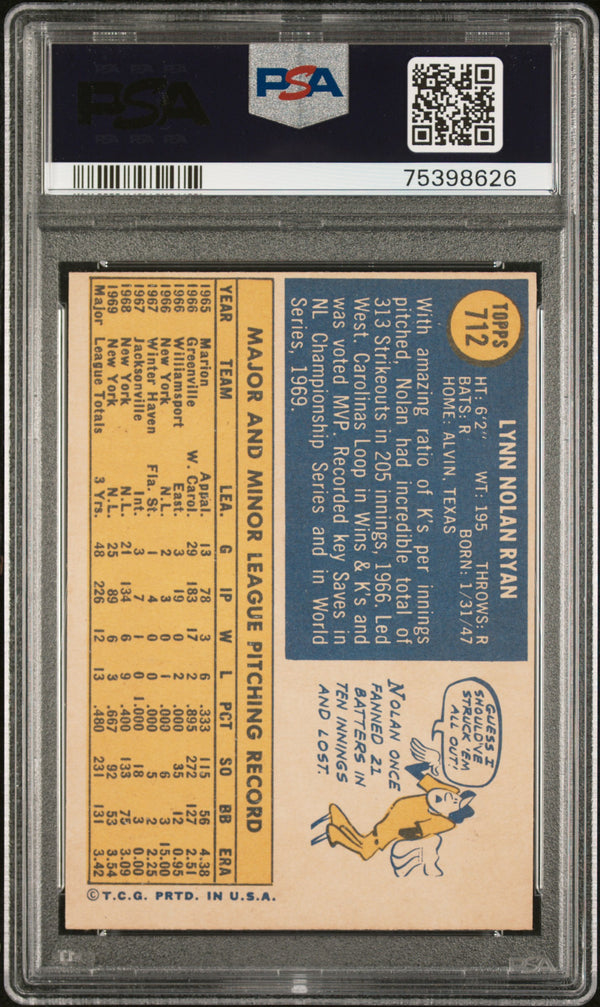 Nolan Ryan 1970 Topps Card #712 (PSA 7 OC)