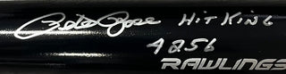 Pete Rose "4256 & Hit King" Autographed Rawlings Big Stick Black Bat (JSA)