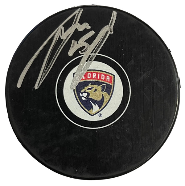 Anton Lundell Autographed Panthers Logo Puck (JSA)