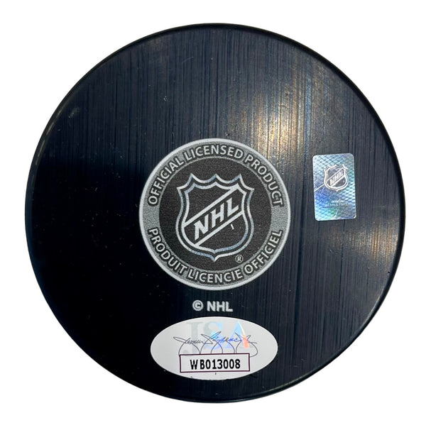 Sam Bennett Autographed Panthers Logo Puck (JSA)