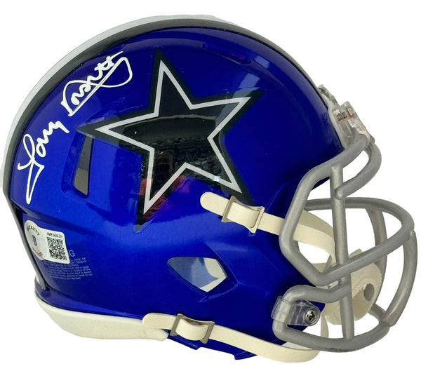 Tony Dorsett Autographed Dallas Cowboys Flash Mini Helmet (Beckett Witnessed)