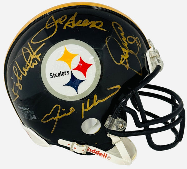 Joe Greene LC Greenwood Dwight White Ernie Holmes Signed Steelers Mini Helmet (Tristar)