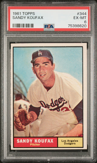 Sandy Koufax 1961 Topps Card #344 (PSA 6)