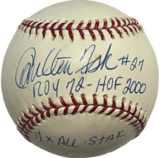 Carlton Fisk Autographed Official Major League Stat Baseball (PSA)