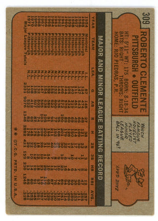 Roberto Clemente 1972 Topps #309