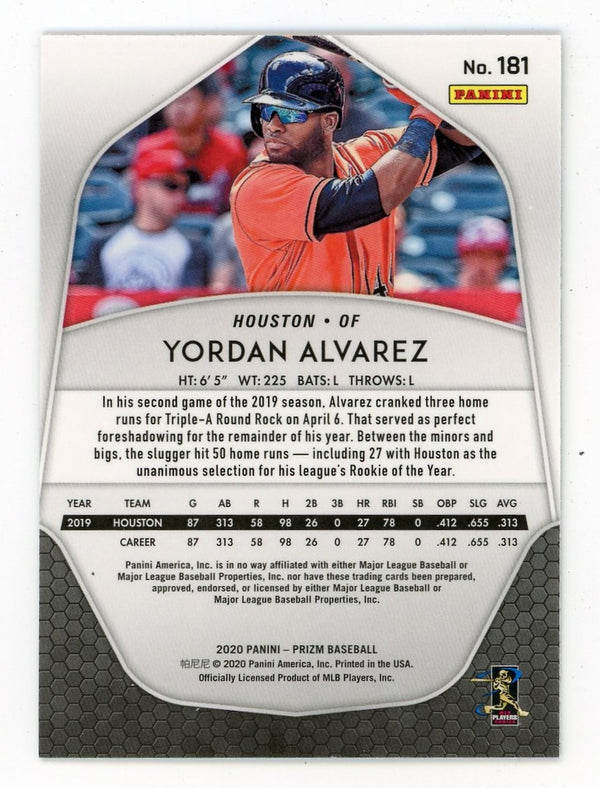 Yordan Alvarez 2020 Panini Silver Prizm #181 Card