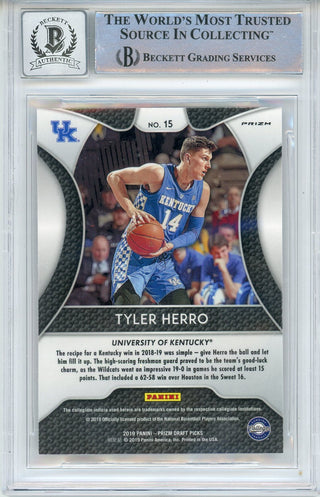 Tyler Herro Autographed 2019-20 Panini Prizm Draft Picks Pink Pulsar Prizm Rookie Card #15 (BGS 10 Auto)