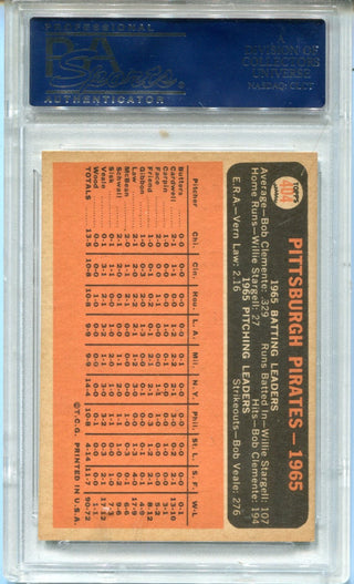 1966 Topps Pirates Team Dot Between PL & NAT #404 PSA NM 7 Card