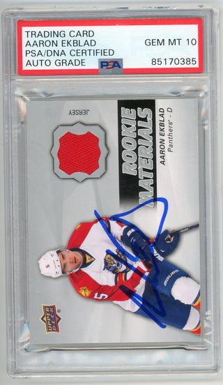 Aaron Ekblad Autographed 2015 Upper Deck Rookie Materials #RM4 PSA 10