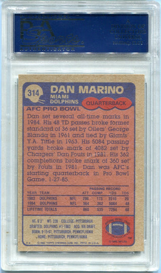 Dan Marino 1985 Topps #314 PSA Mint 9 (OC) Card