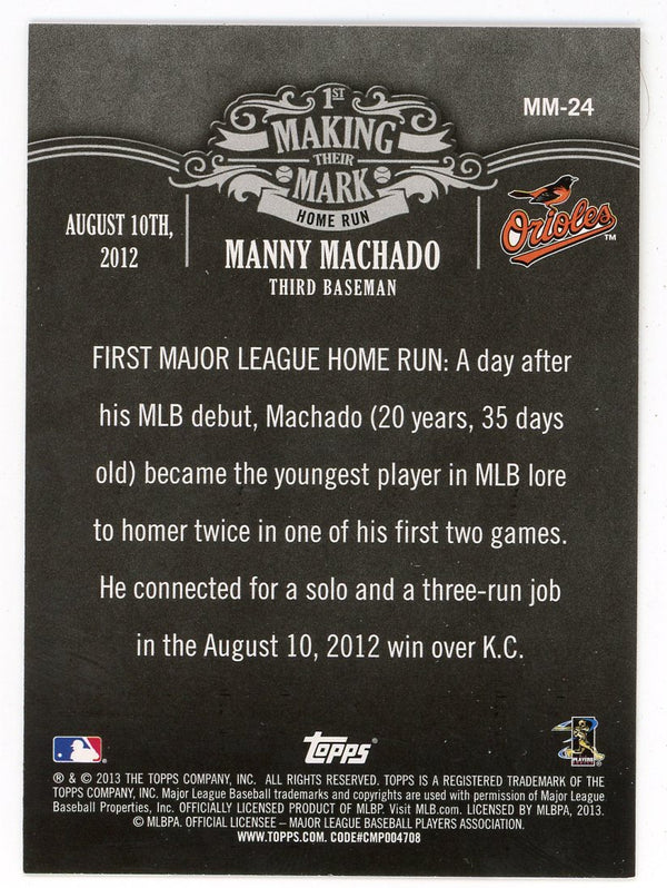 Manny Machado 2013 Topps Making Their Marks Card #MM-24