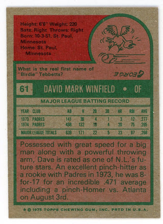 Dave Winfield 1975 Topps #61