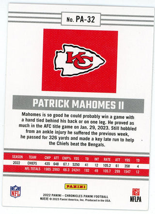 Patrick Mahomes 2022 Panini Chronicles #PA-32